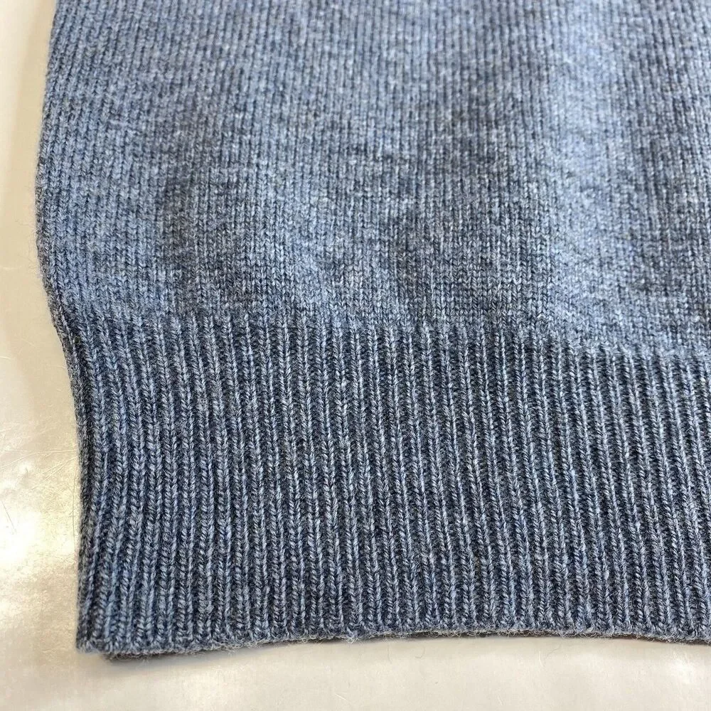 Merino Wool Sweater Mens XL J Crew Blue Long Sleeve Knit V-Neck Casual Top